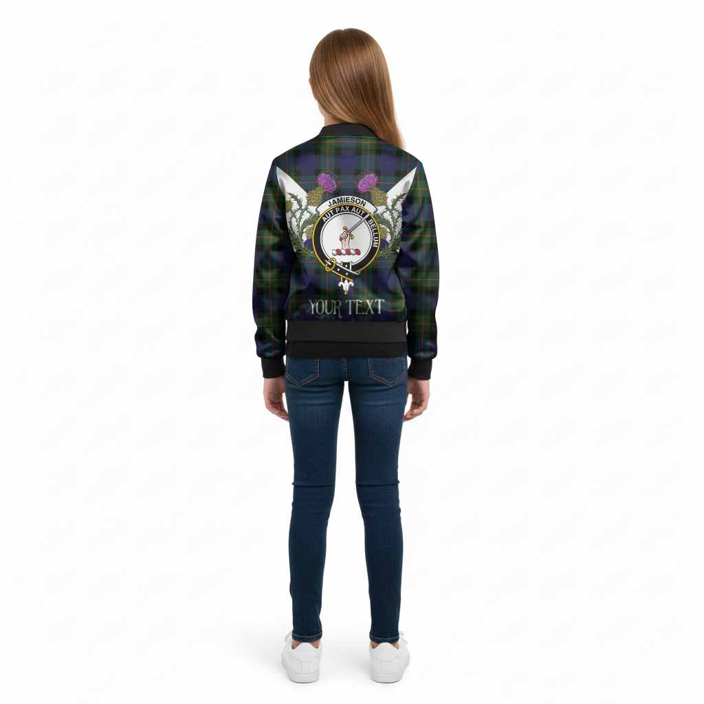 Jamieson Tartan Family Crest Kid Bomber Jacket Scottish Burns Night Thistle Floral