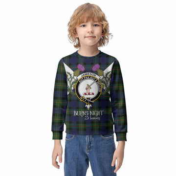 Jamieson Tartan Family Crest Kid Knitted Sweatshirt Scottish Burns Night Thistle Floral