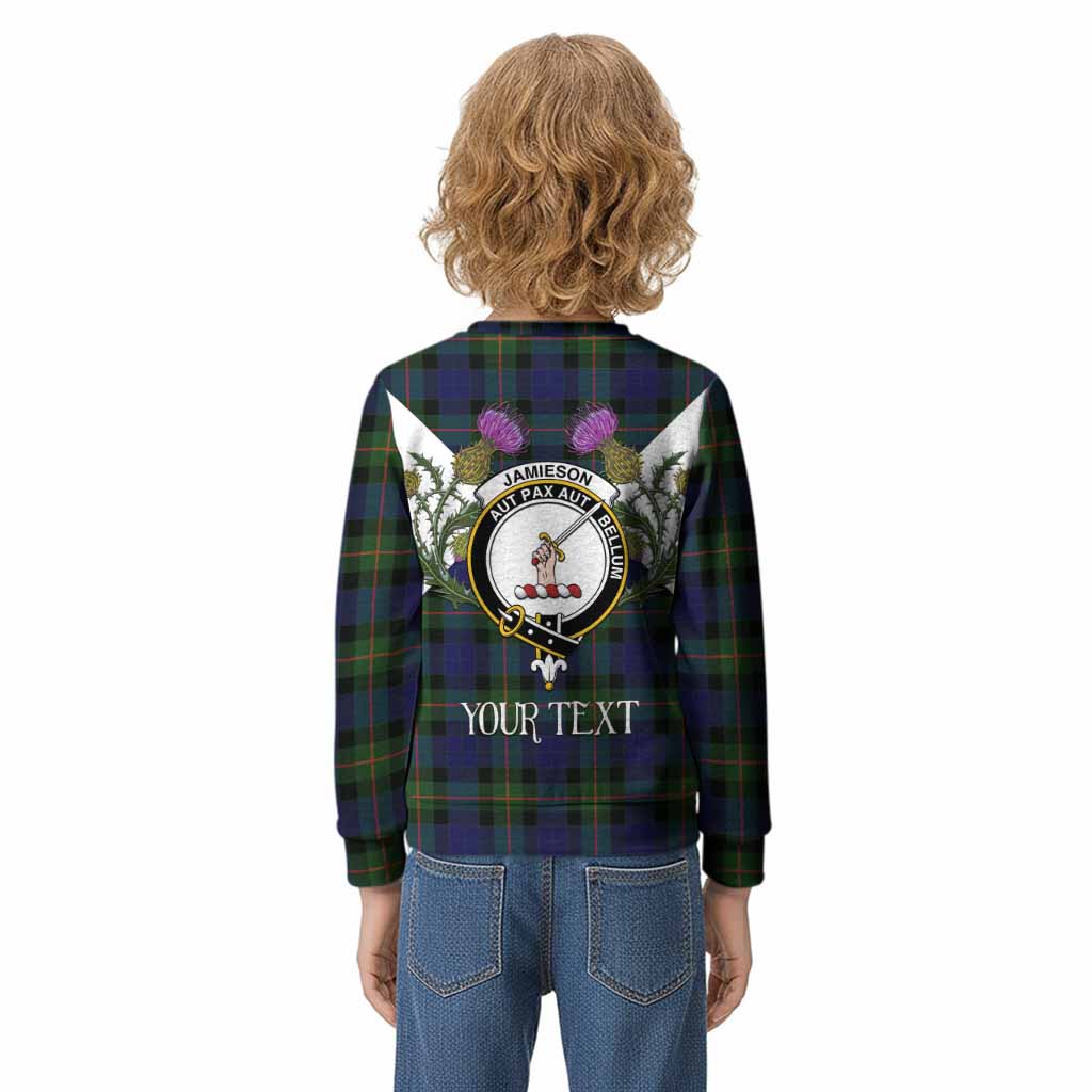 Jamieson Tartan Family Crest Kid Knitted Sweatshirt Scottish Burns Night Thistle Floral