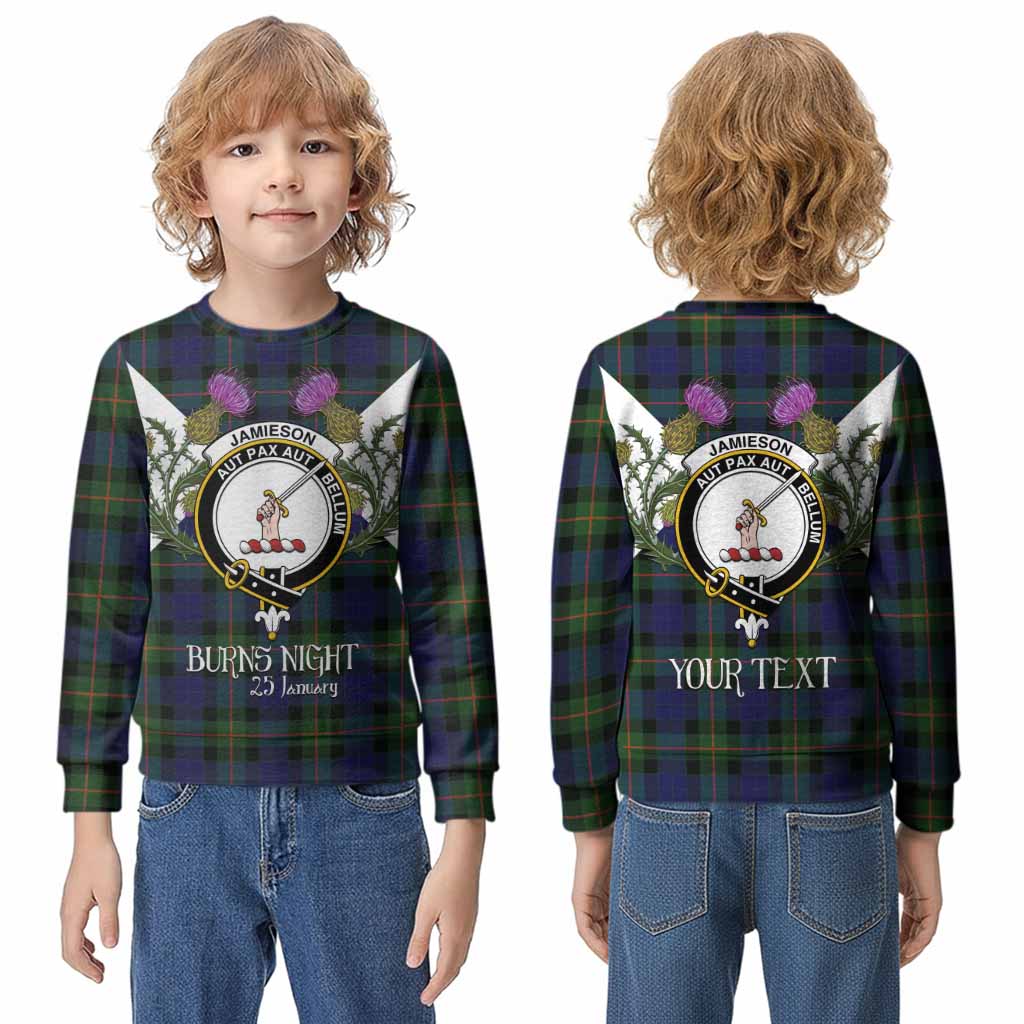 Jamieson Tartan Family Crest Kid Knitted Sweatshirt Scottish Burns Night Thistle Floral