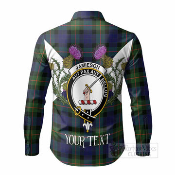 Jamieson Tartan Family Crest Long Sleeve Button Shirts Scottish Burns Night Thistle Floral