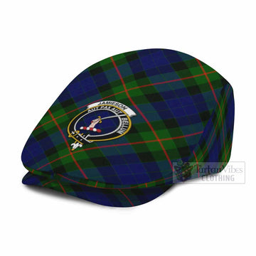 Jamieson Tartan Flat Cap, Jeff Cap Cross Style with Family Crest