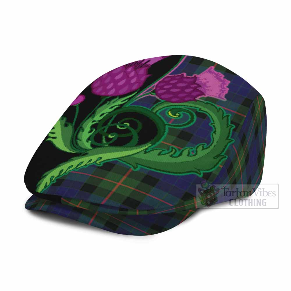 Jamieson Tartan Flat Cap, Jeff Cap Traditional Scottish Thistle