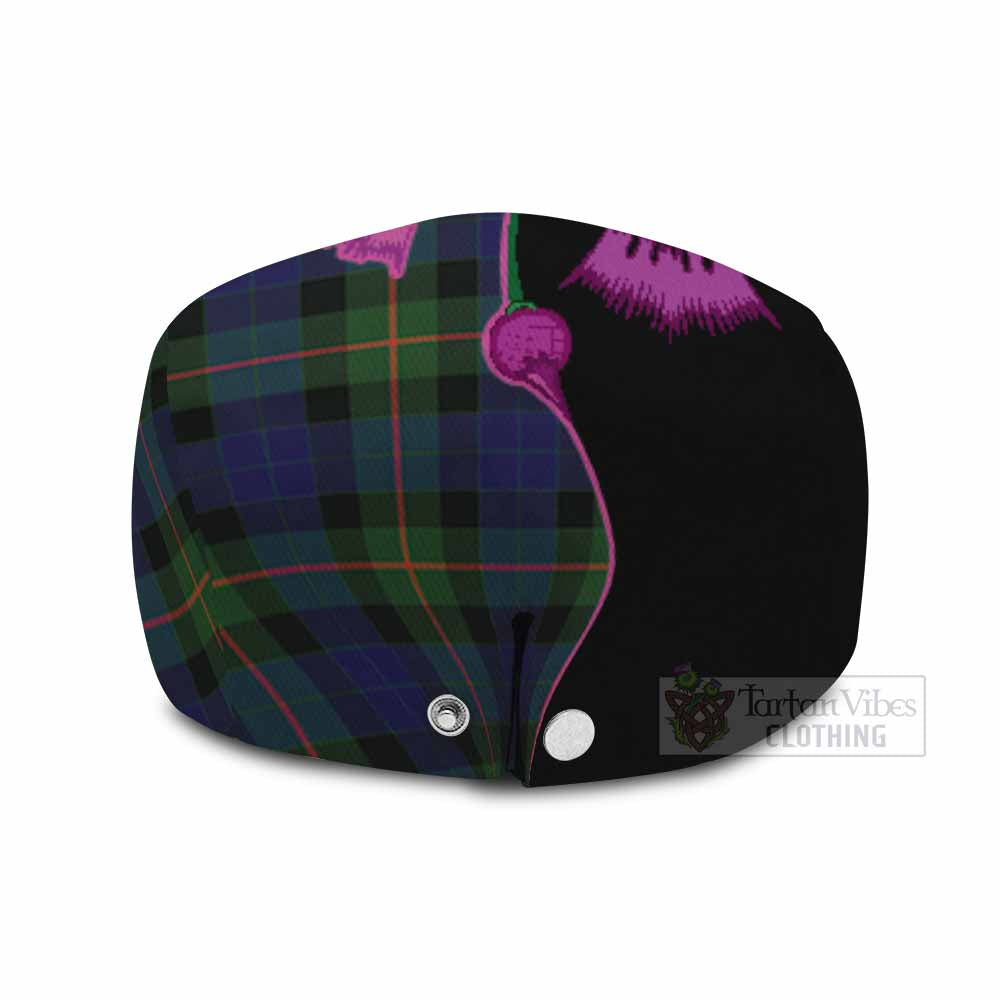Jamieson Tartan Flat Cap, Jeff Cap Traditional Scottish Thistle