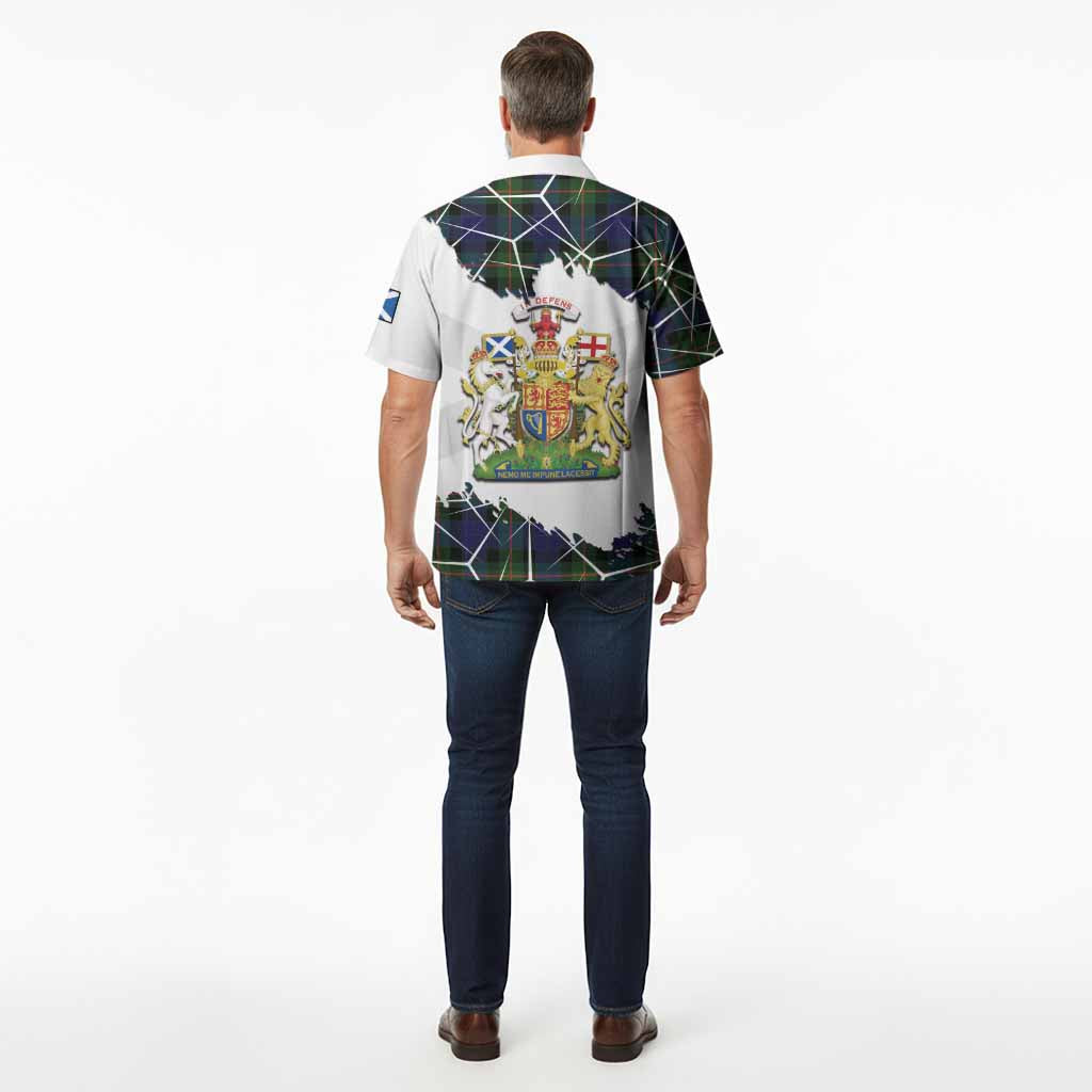 Jamieson Tartan Hawaiian Shirt with Family Crest and Lion Rampant Grunge Style