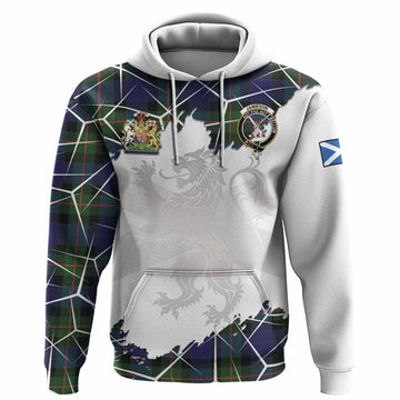 Jamieson Tartan Hoodie with Family Crest and Lion Rampant Grunge Style