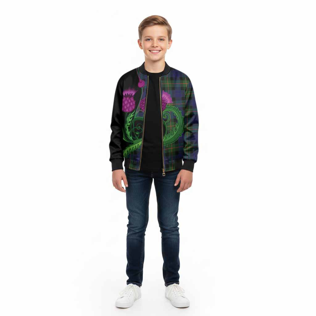 Jamieson Tartan Kid Bomber Jacket Traditional Scottish Thistle