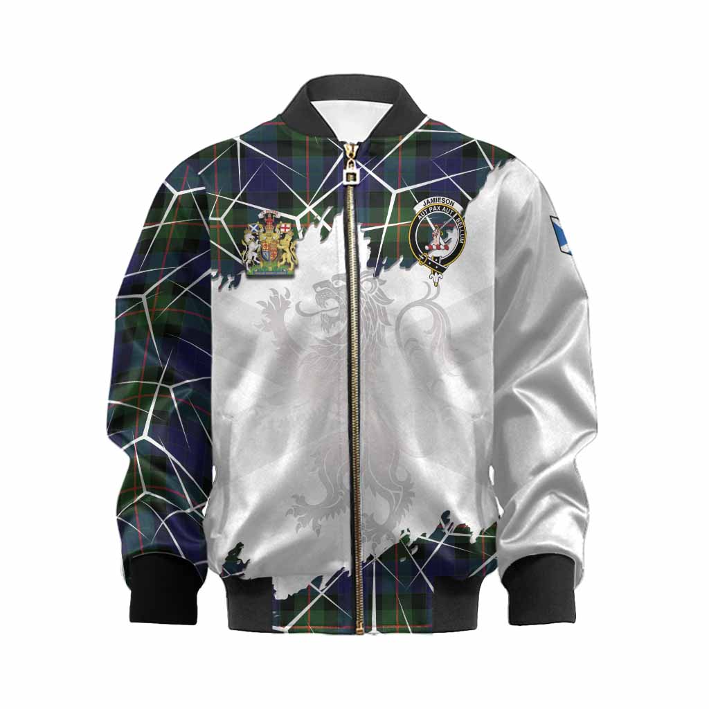 Jamieson Tartan Kid Bomber Jacket with Family Crest and Lion Rampant Grunge Style