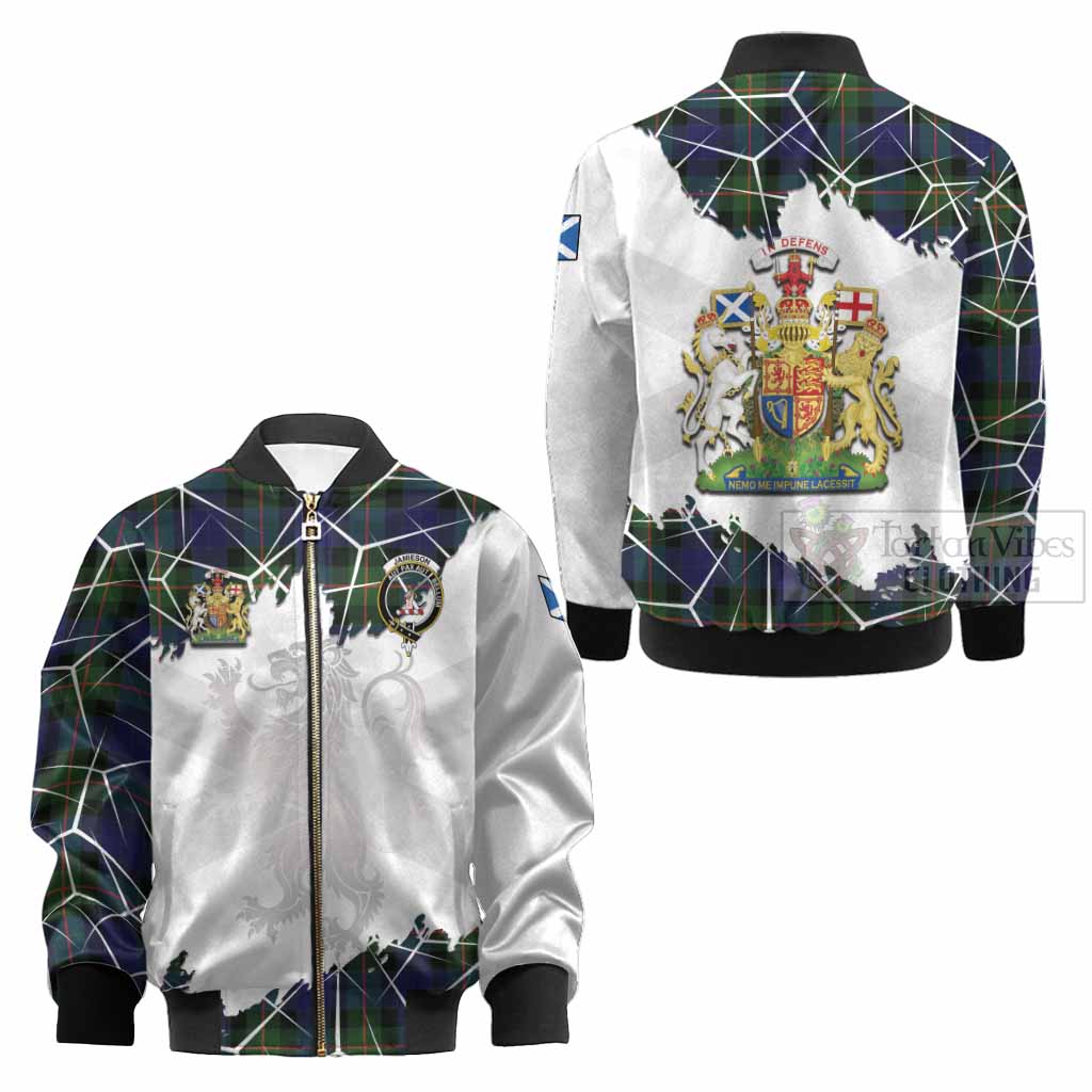 Jamieson Tartan Kid Bomber Jacket with Family Crest and Lion Rampant Grunge Style