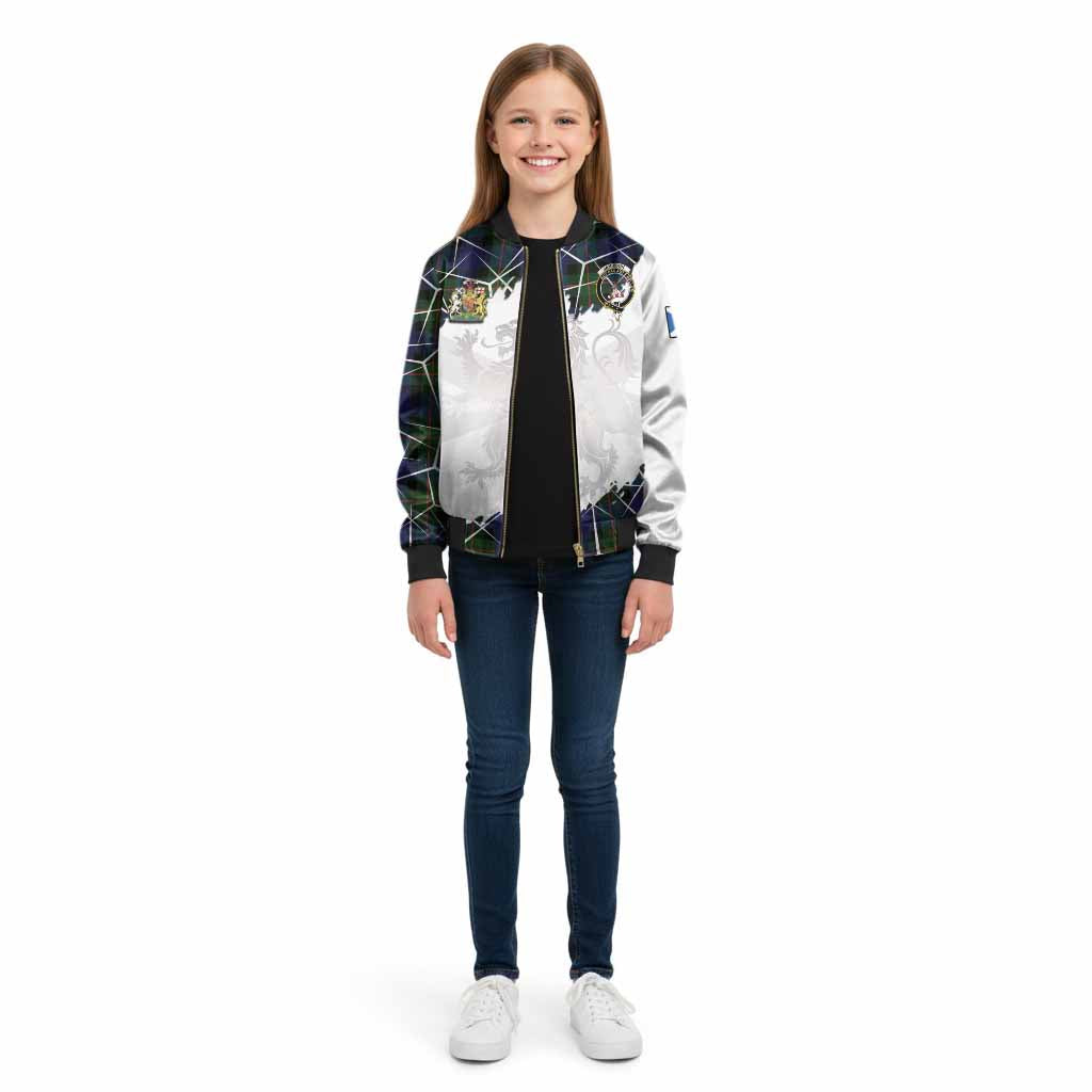 Jamieson Tartan Kid Bomber Jacket with Family Crest and Lion Rampant Grunge Style