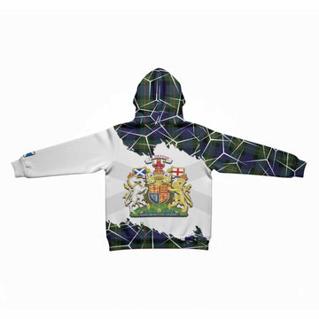 Jamieson Tartan Kid Hoodie with Family Crest and Lion Rampant Grunge Style