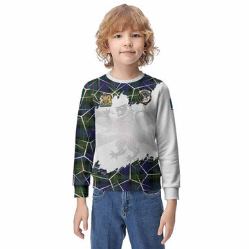 Jamieson Tartan Kid Knitted Sweatshirt with Family Crest and Lion Rampant Grunge Style