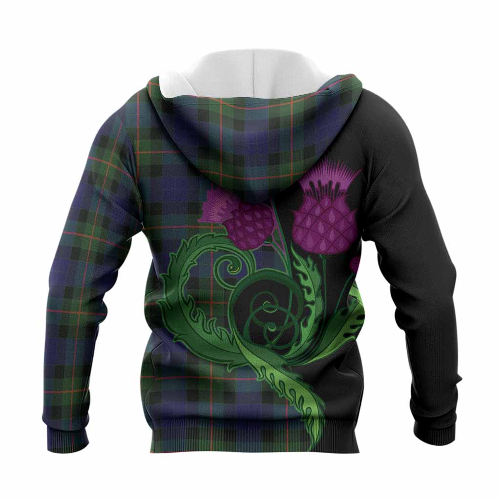Jamieson Tartan Knitted Hoodie Traditional Scottish Thistle