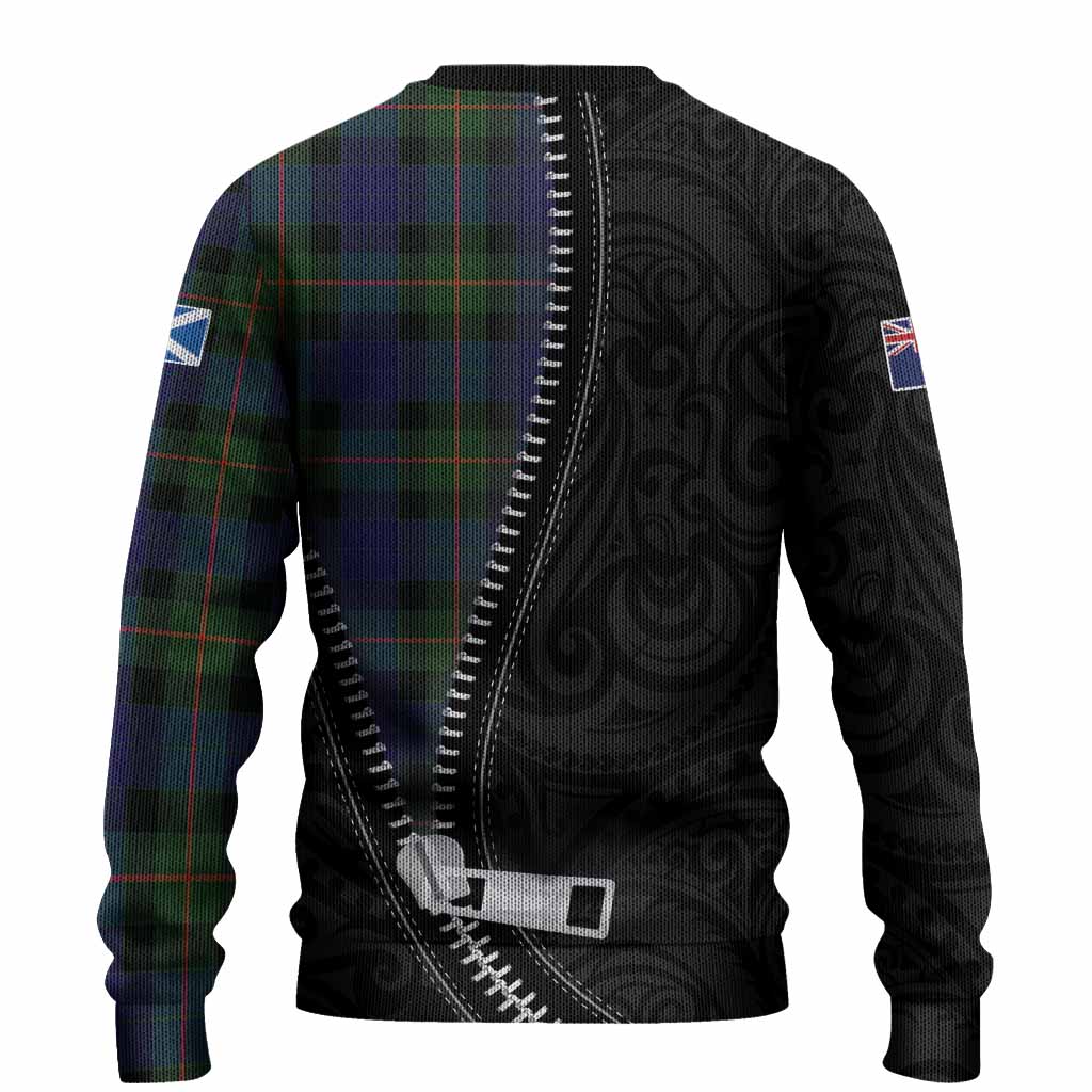 Jamieson Tartan Knitted Sweater New Zealand Pattern Unique Zipper Stylized