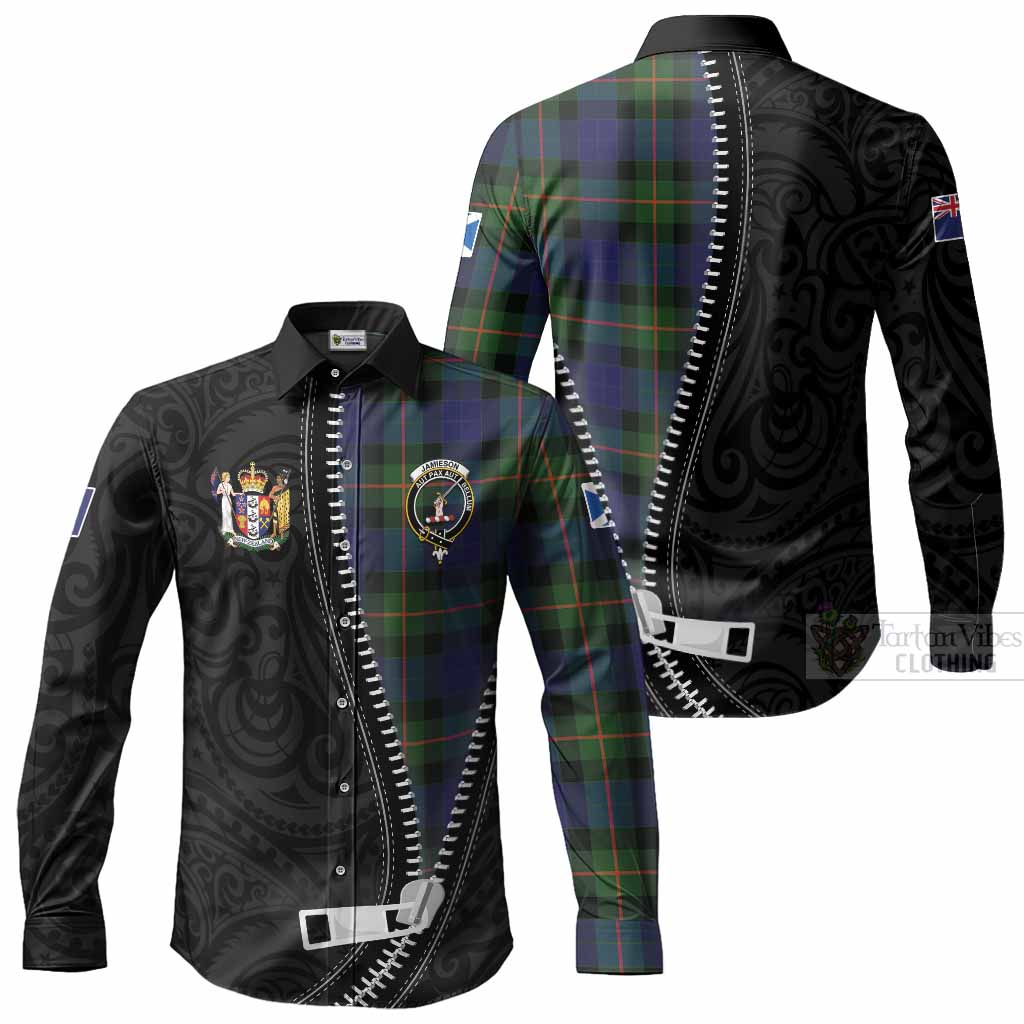 Jamieson Tartan Long Sleeve Button Shirts New Zealand Pattern Unique Zipper Stylized