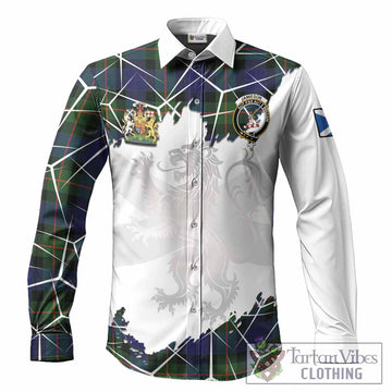 Jamieson Tartan Long Sleeve Button Shirts with Family Crest and Lion Rampant Grunge Style