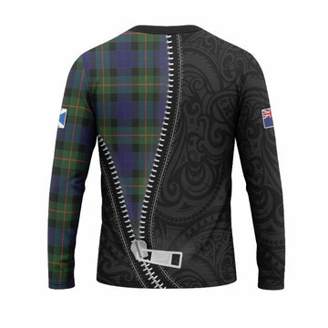 Jamieson Tartan Long Sleeve T-Shirt New Zealand Pattern Unique Zipper Stylized