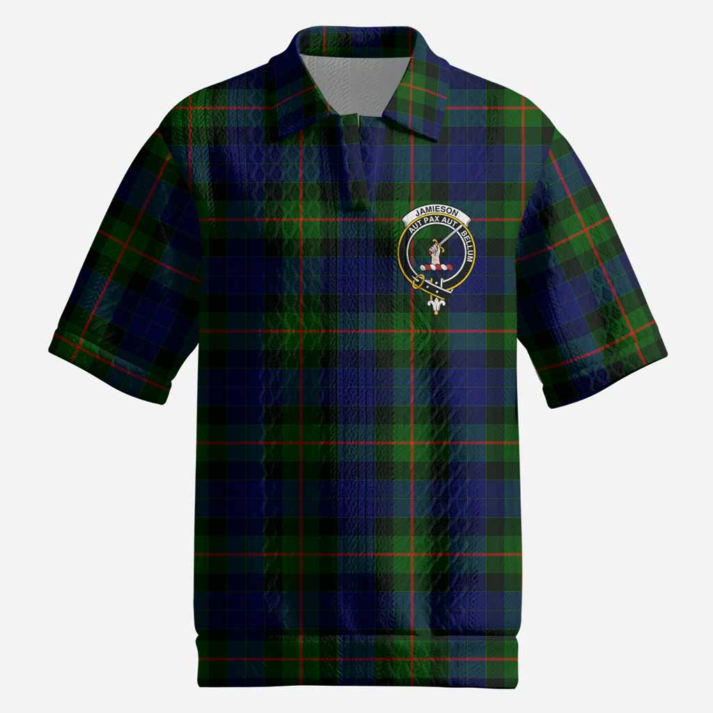 Jamieson Tartan Men’s Polo Sweater Top with Family Crest