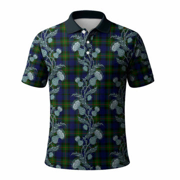 Jamieson Tartan Polo Shirt Seamless Scottish Thistle Flowers