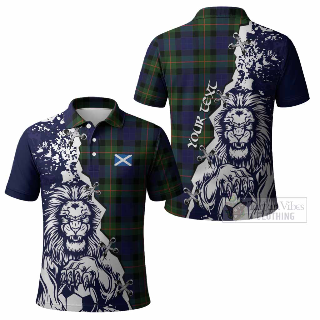 Jamieson Tartan Scottish Polo Shirt Angry Lion With Soccer Ball Style