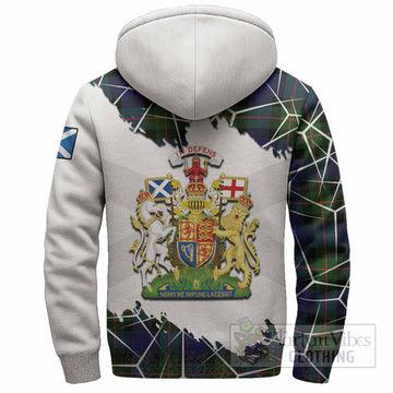 Jamieson Tartan Sherpa Hoodie with Family Crest and Lion Rampant Grunge Style