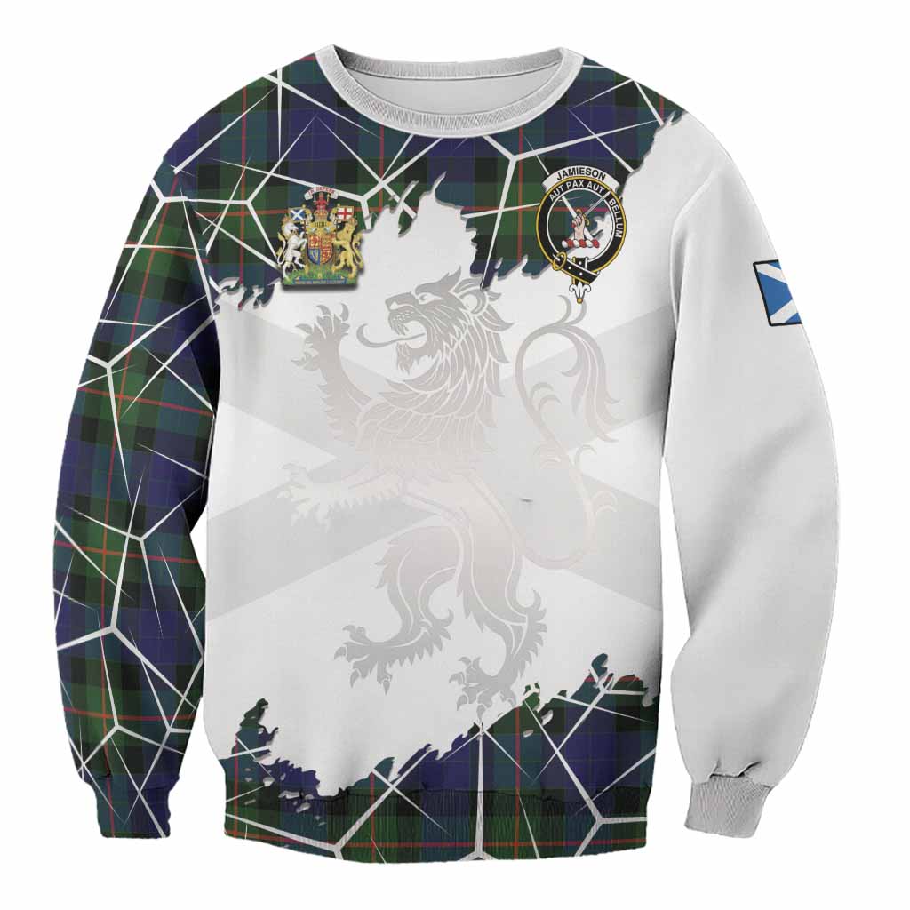 Jamieson Tartan Sweatshirt with Family Crest and Lion Rampant Grunge Style