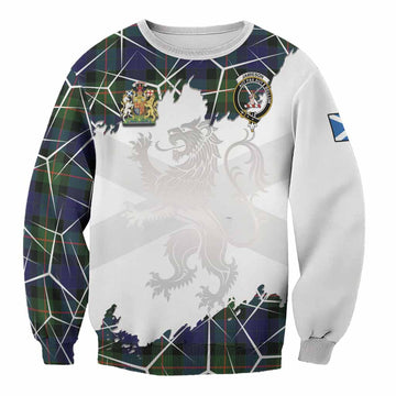 Jamieson Tartan Sweatshirt with Family Crest and Lion Rampant Grunge Style