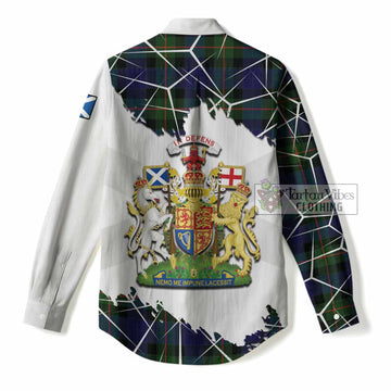 Jamieson Tartan Women Casual Shirt with Family Crest and Lion Rampant Grunge Style