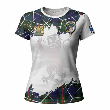 Jamieson Tartan Women T shirt with Family Crest and Lion Rampant Grunge Style