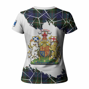 Jamieson Tartan Women T shirt with Family Crest and Lion Rampant Grunge Style