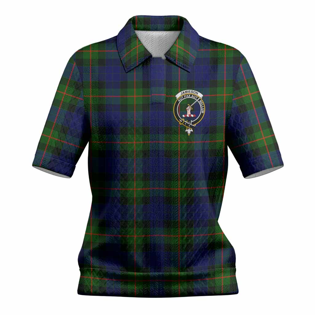 Jamieson Tartan Women’s Polo Sweater Top with Family Crest