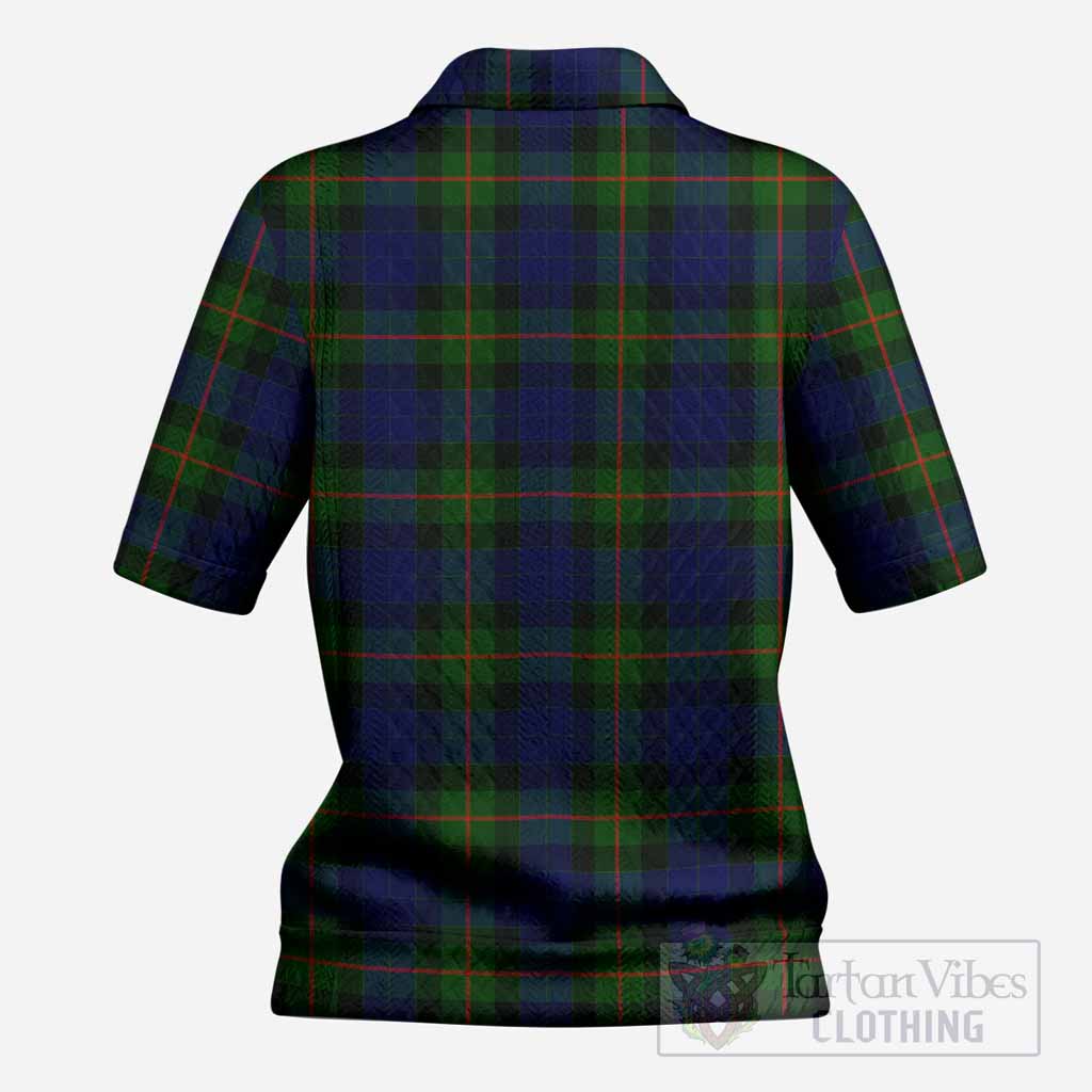 Jamieson Tartan Women’s Polo Sweater Top with Family Crest