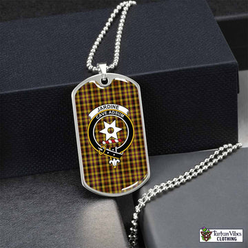 Jardine Tartan Dog Tag Necklace with Family Crest Silver No - Tartan Vibes Clothing