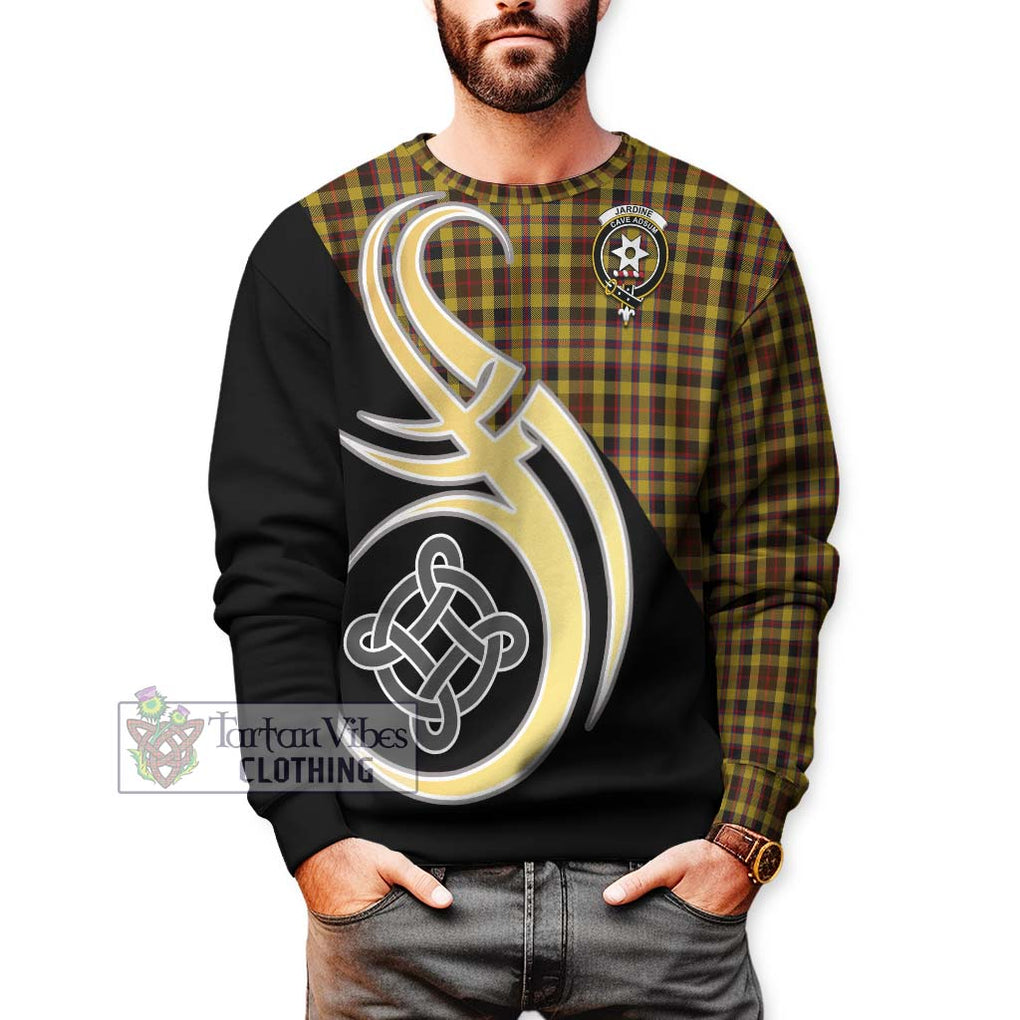 Jardine Tartan Sweatshirt with Family Crest and Celtic Symbol Style Unisex - Tartan Vibes Clothing
