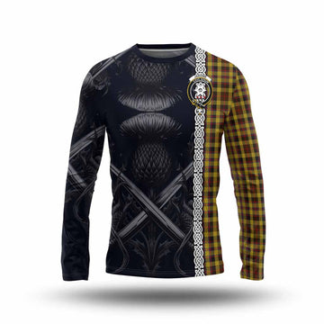 Jardine Tartan Long Sleeve T-Shirt with Family Crest Cross Sword Thistle Celtic Vibes Unisex - Tartan Vibes Clothing