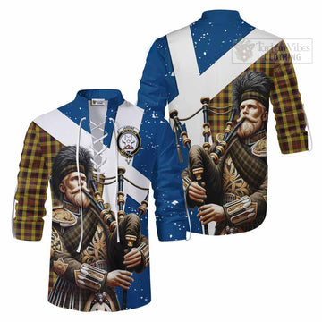 Jardine Tartan Ghillie Kilt Shirt with Family Crest Scottish Bagpiper Vibes Men - Tartan Vibes Clothing