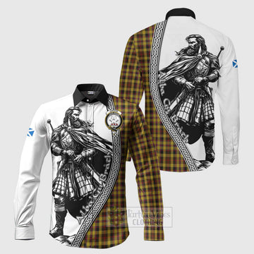 Jardine Tartan Clan Crest Long Sleeve Button Shirt with Highlander Warrior Celtic Style Men's Shirt S - Tartan Vibes Clothing