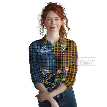 Jardine Tartan Women's Casual Shirt Happy St. Andrew's Day Half Tartan Style Female - Tartan Vibes Clothing