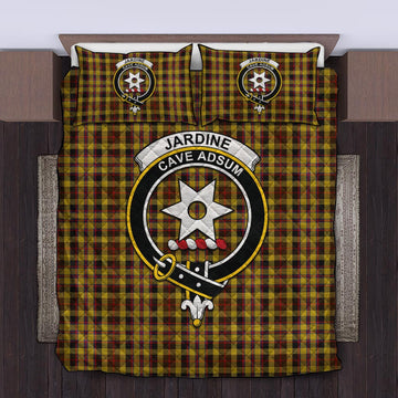 Jardine Tartan Quilt Bed Set with Family Crest King - Tartan Vibes Clothing