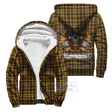 Jardine Tartan Sherpa Hoodie with Family Crest and Bearded Skull Holding Bottles of Whiskey Unisex S - Tartan Vibes Clothing