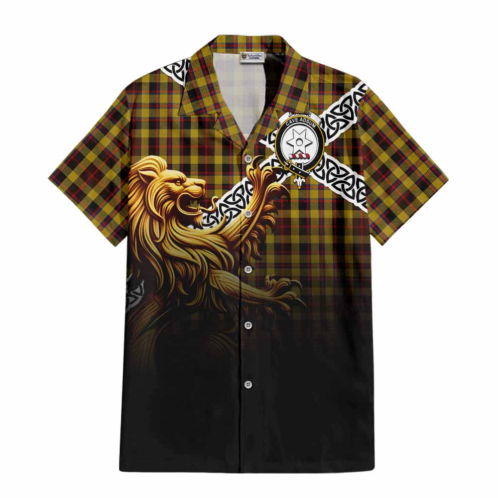 Jardine Crest Tartan Hawaiian Shirt with Golden Lion Emblem Celtic Style Kid - Tartan Vibes Clothing