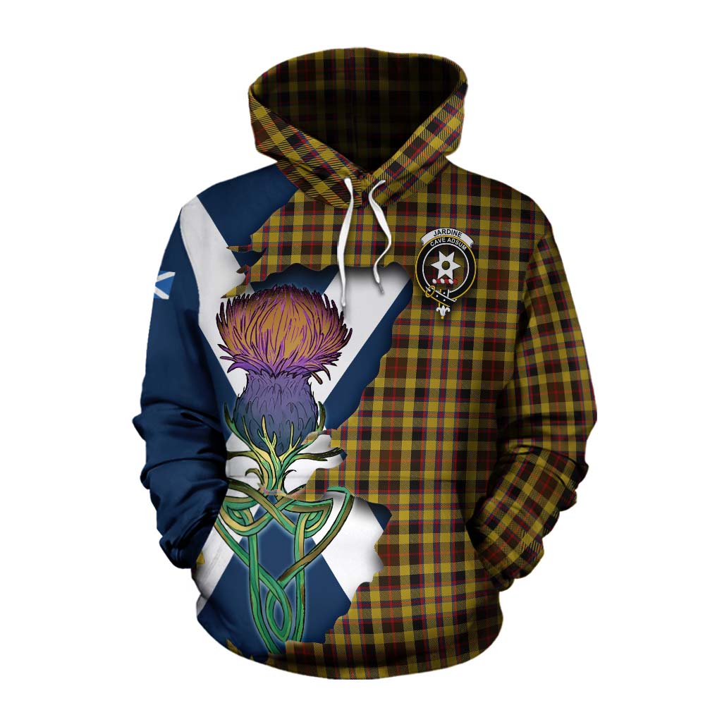 Jardine Tartan Family Crest Cotton Hoodie Scottish Thistle Celtic Inspired Pullover Hoodie XS - Tartan Vibes Clothing