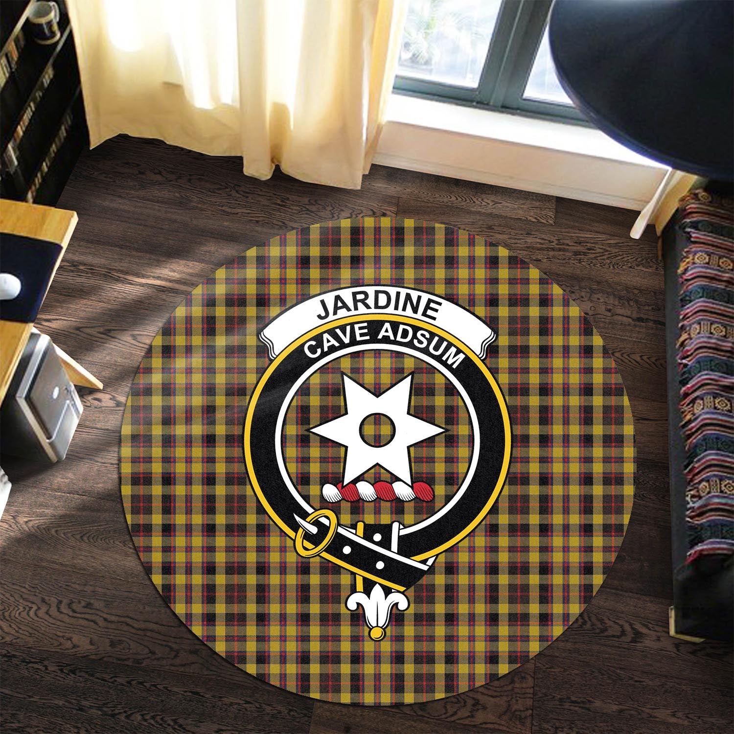 Jardine Tartan Crest Black Garden Flag - Gold Thistle Style main image 1