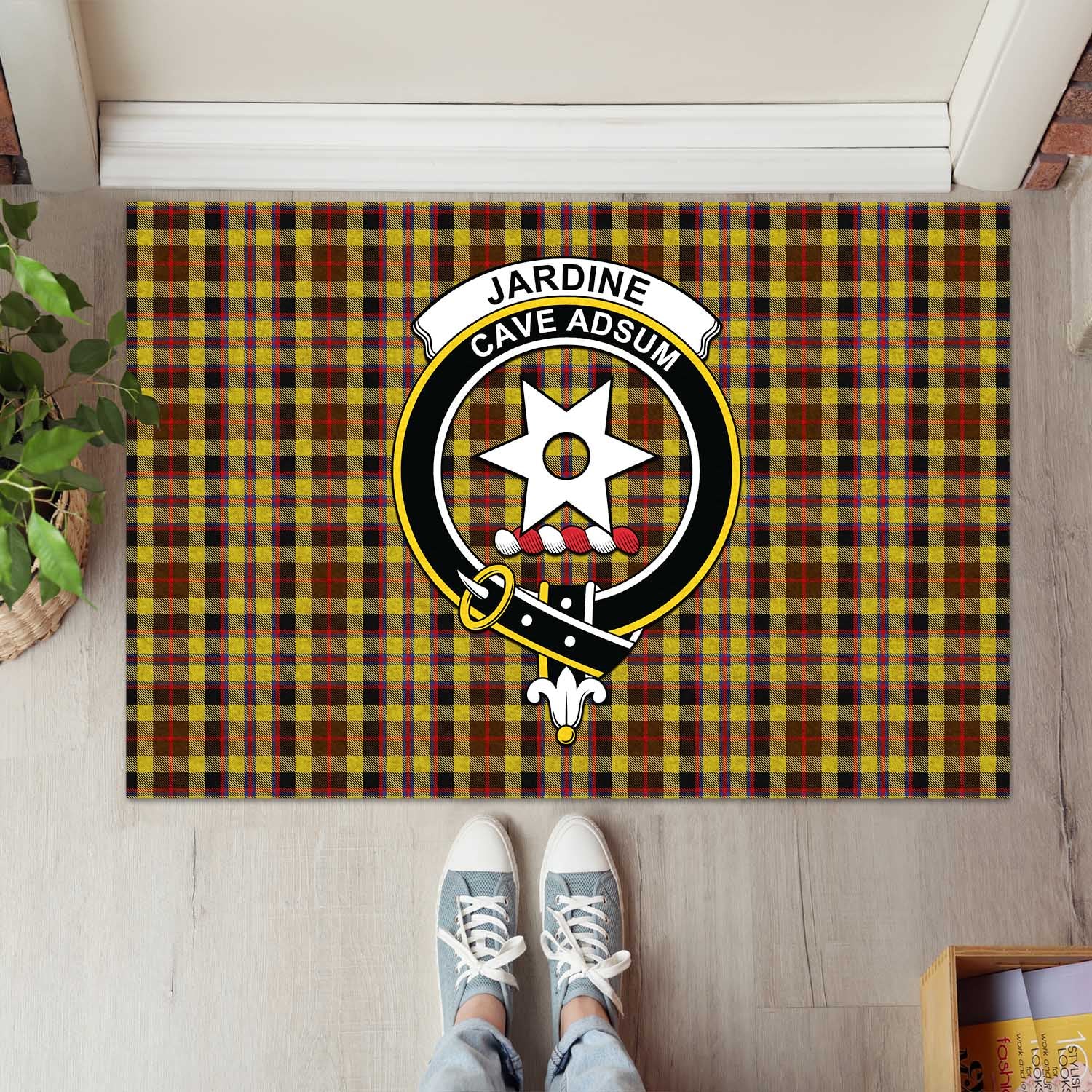 Jardine Tartan Rubber Doormat with Family Crest L 60*90cm - Tartan Vibes Clothing