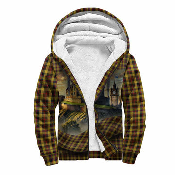 Jardine Tartan Family Crest Sherpa Hoodie with Scottish Ancient Castle Style Unisex S - Tartan Vibes Clothing