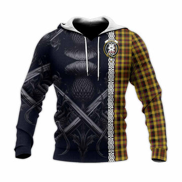Jardine Tartan Knitted Hoodie with Family Crest Cross Sword Thistle Celtic Vibes Unisex Knitted Pullover Hoodie - Tartan Vibes Clothing