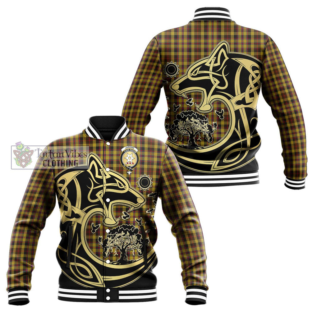 Jardine Tartan Baseball Jacket with Family Crest Celtic Wolf Style Unisex - Tartan Vibes Clothing