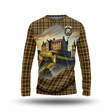 Jardine Tartan Family Crest Long Sleeve T-Shirt with Scottish Ancient Castle Style Unisex - Tartan Vibes Clothing