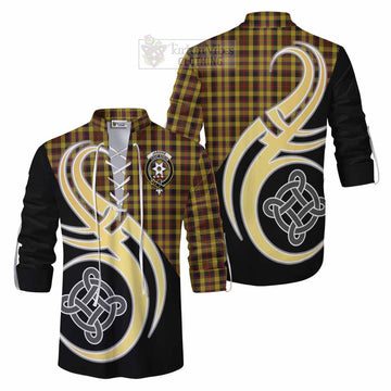 Jardine Tartan Ghillie Kilt Shirt with Family Crest and Celtic Symbol Style Men - Tartan Vibes Clothing