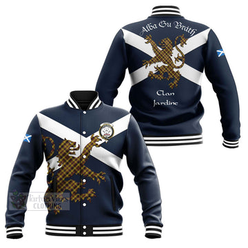 Jardine Tartan Lion Rampant Baseball Jacket Proudly Display Your Heritage with Alba Gu Brath and Clan Name Unisex - Tartan Vibes Clothing